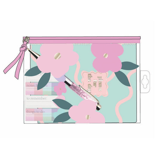 Set Cancelleria - Astuccio con taccuino, Penne, Post it