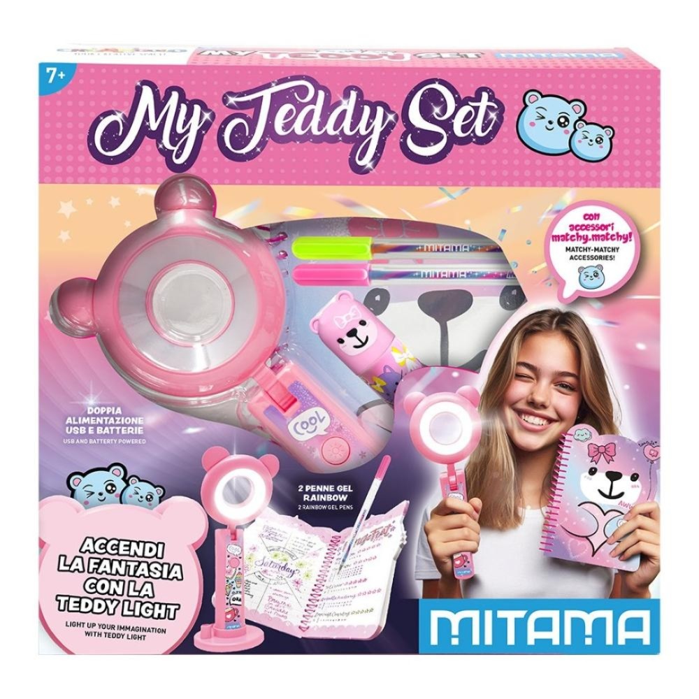 BLOCK NOTES CON ACCESSORI COORDINATI E LAMPADA PORTATILE