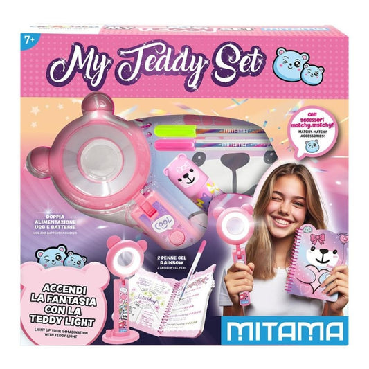 BLOCK NOTES CON ACCESSORI COORDINATI E LAMPADA PORTATILE